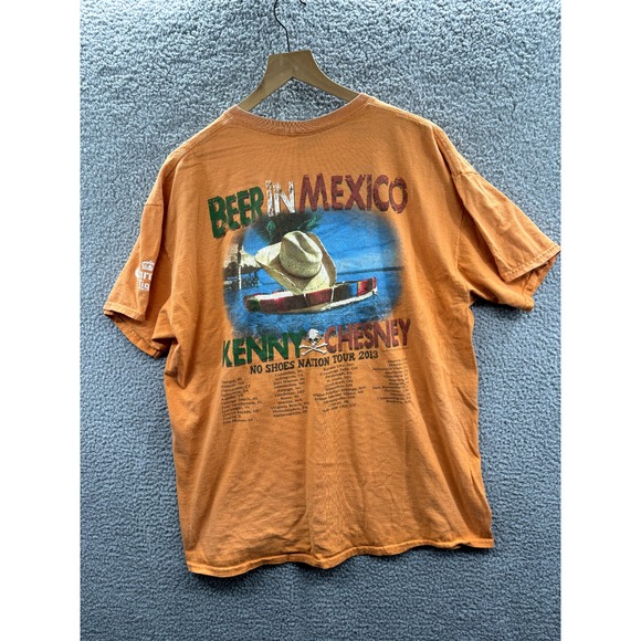2013 Kenny Chesney Beer In Mexico Tour Shirt Men's Size XL Orange - Picture 6 of 8